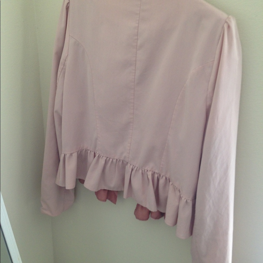 Pink Zip Up Ruffle Blazer - Picture 4 of 4